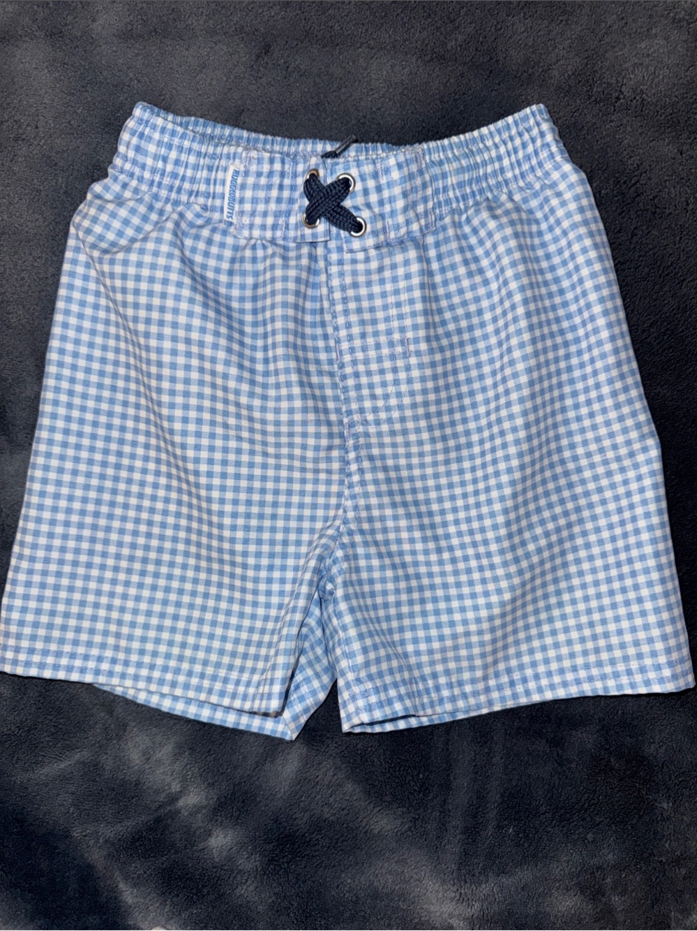 Rugged butts checkered swim trunks